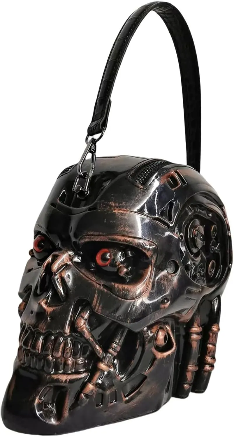 Men and Women Skull Shaped Handbag Crossbody Shoulder Bag PVC Weird Horror Gothic Halloween Skull Purse