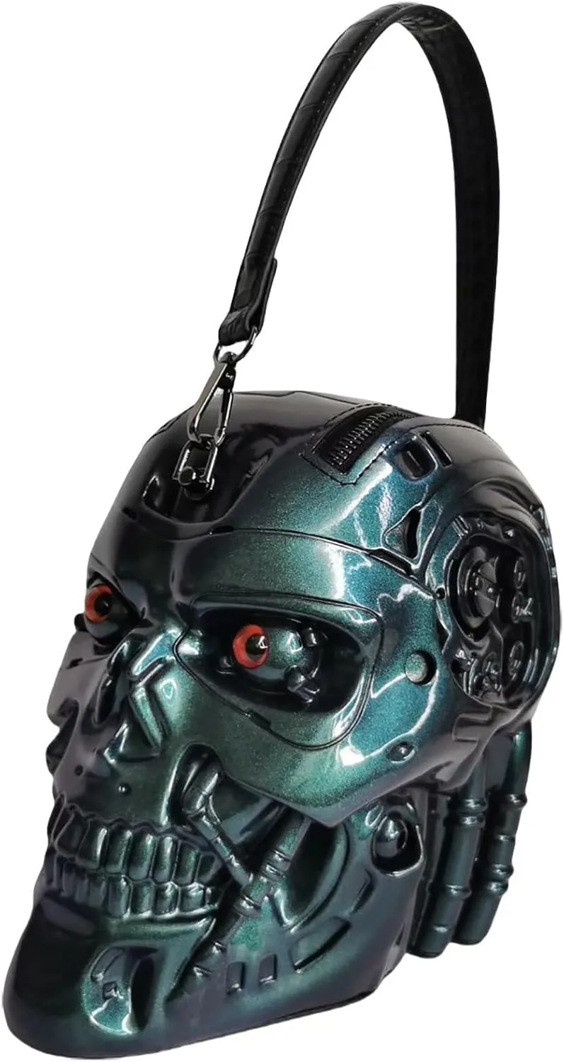 Men and Women Skull Shaped Handbag Crossbody Shoulder Bag PVC Weird Horror Gothic Halloween Skull Purse