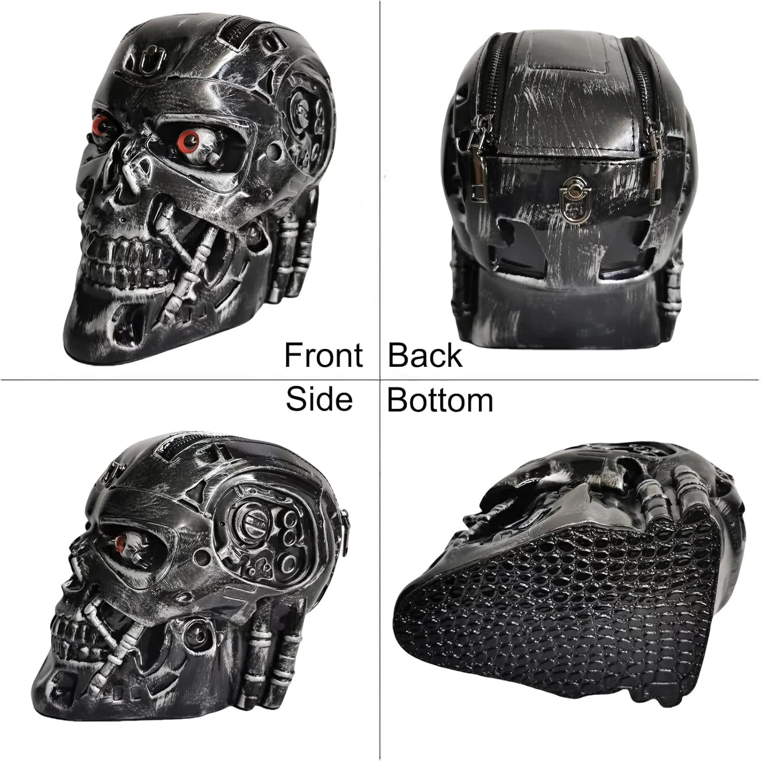 Men and Women Skull Shaped Handbag Crossbody Shoulder Bag PVC Weird Horror Gothic Halloween Skull Purse