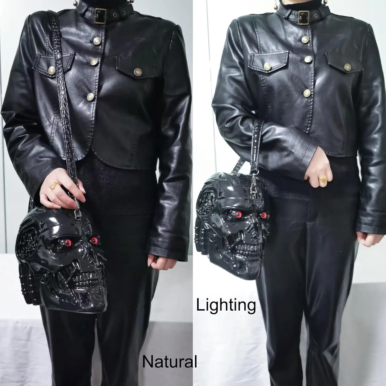 Men and Women Skull Shaped Handbag Crossbody Shoulder Bag PVC Weird Horror Gothic Halloween Skull Purse