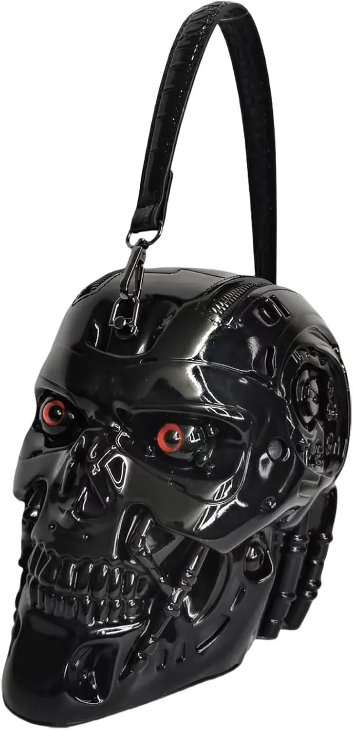 Men and Women Skull Shaped Handbag Crossbody Shoulder Bag PVC Weird Horror Gothic Halloween Skull Purse