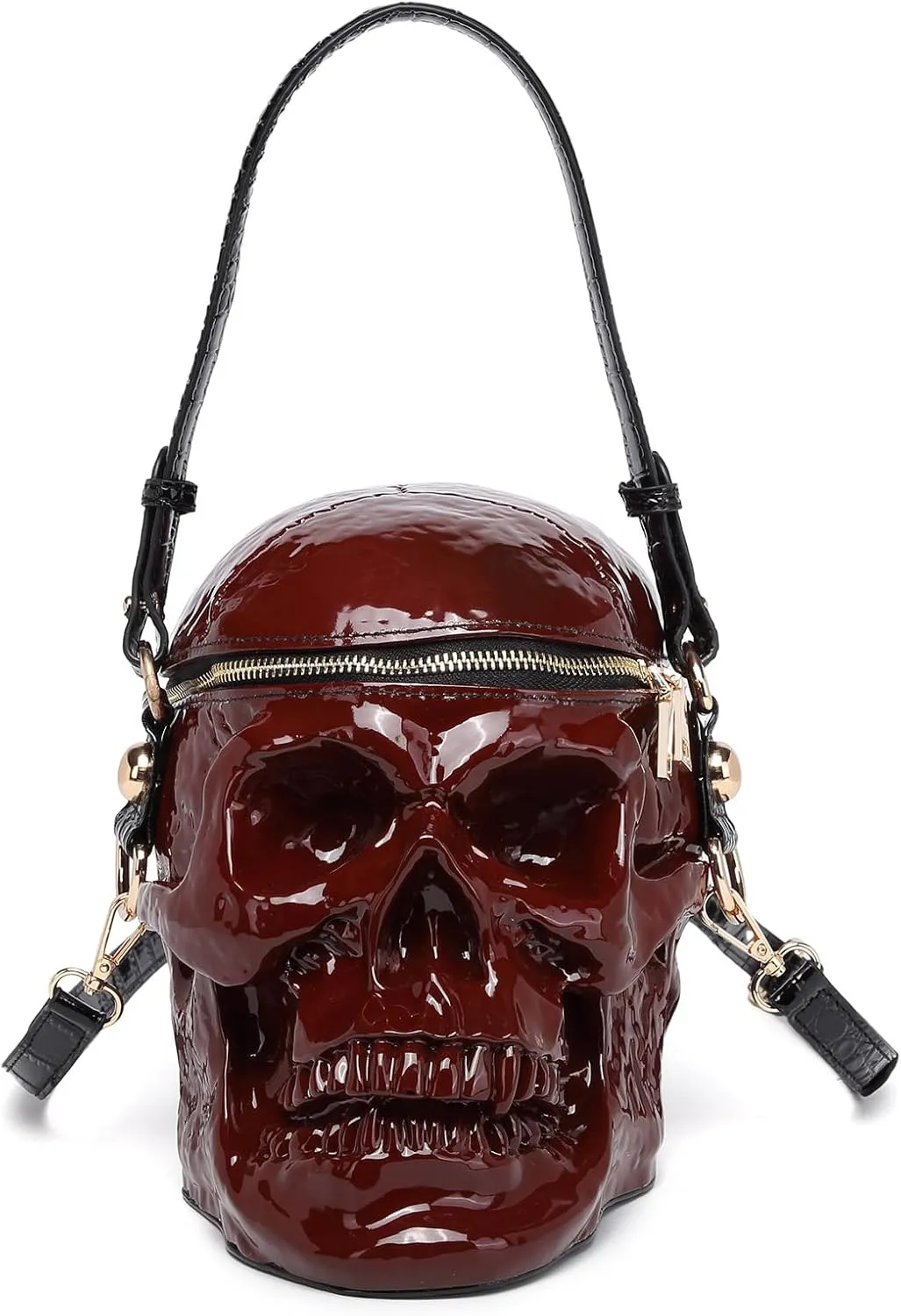 Men and Women Skull Shaped Handbag Crossbody Shoulder Bag PVC Weird Horror Gothic Halloween Skull Purse