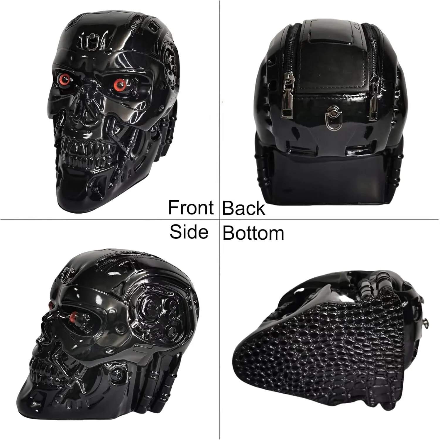 Men and Women Skull Shaped Handbag Crossbody Shoulder Bag PVC Weird Horror Gothic Halloween Skull Purse
