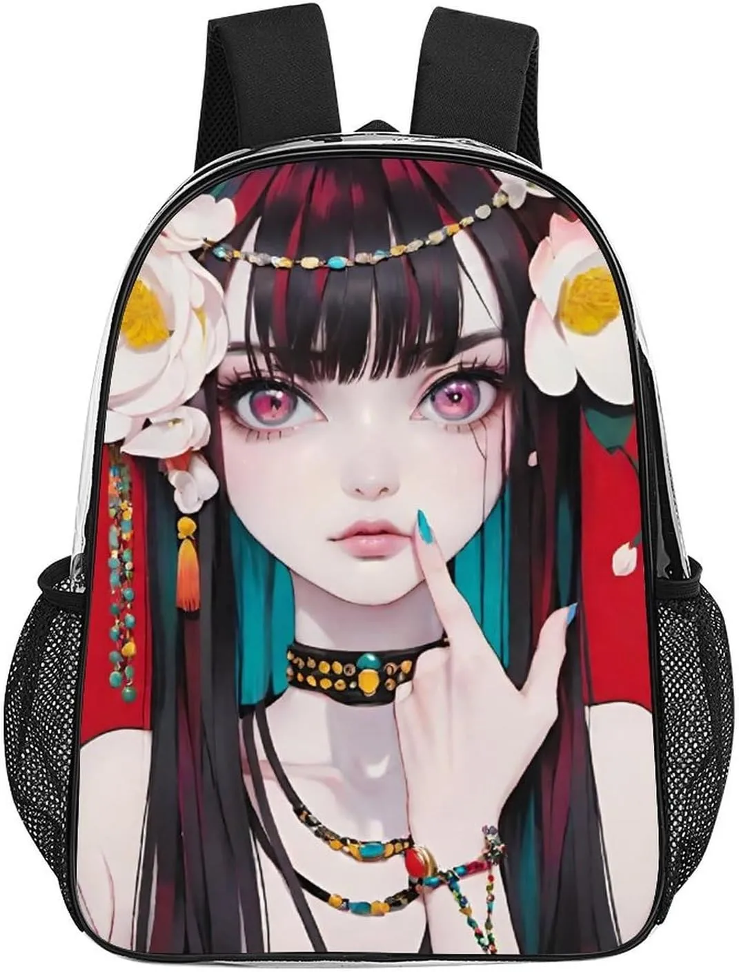 Men Women Lightweight Japanese Anime Women Art Backpack Large Capacity Carry On Bag Transparent Bag for Sports Work Walking Cycling
