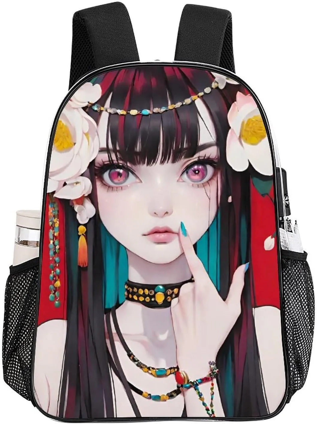 Men Women Lightweight Japanese Anime Women Art Backpack Large Capacity Carry On Bag Transparent Bag for Sports Work Walking Cycling