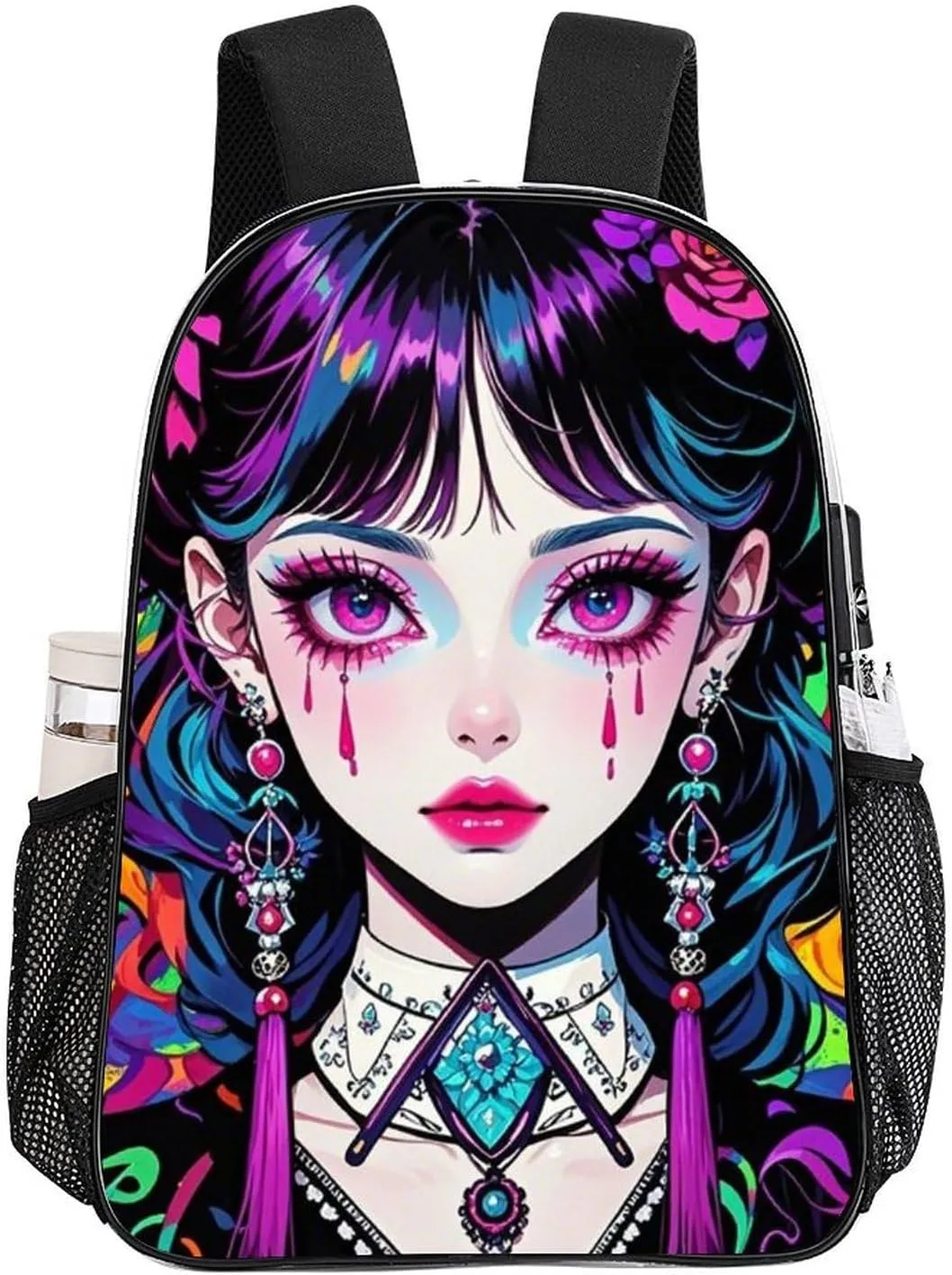 Men Women Transparent Cartoon Women Women Mystical Art Daypack Big Capacity Shoulder Bag With Smooth Zippers for Hiking Work Walking Cycling
