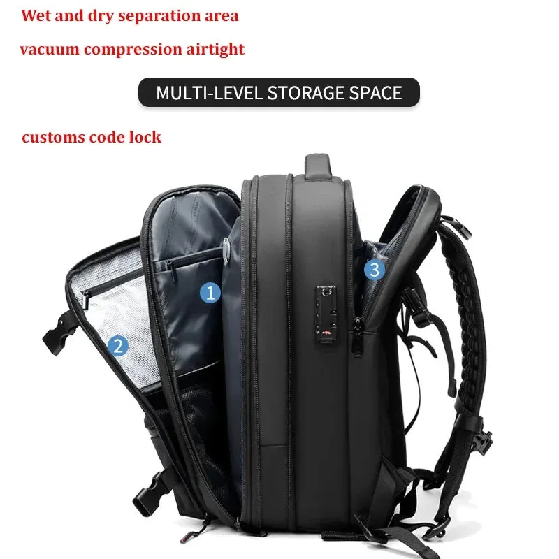 Men's 17-Inch Laptop Backpack with Vacuum Compression - Large Capacity Business and School Backpack for Outdoor Use