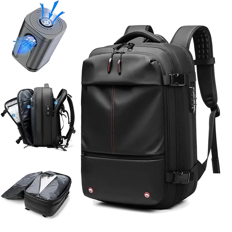 Men's 17-Inch Laptop Backpack with Vacuum Compression - Large Capacity Business and School Backpack for Outdoor Use