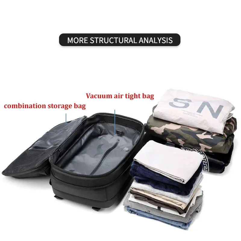 Men's 17-Inch Laptop Backpack with Vacuum Compression - Large Capacity Business and School Backpack for Outdoor Use