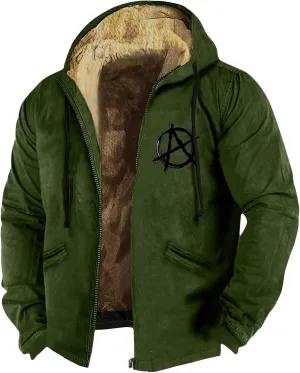 Mens Fuzzy Sherpa Jacket Long Sleeve Fleece Zip Up Coat Faux Fur Over Outerwear Windproof Casual Hoodies Plus Size