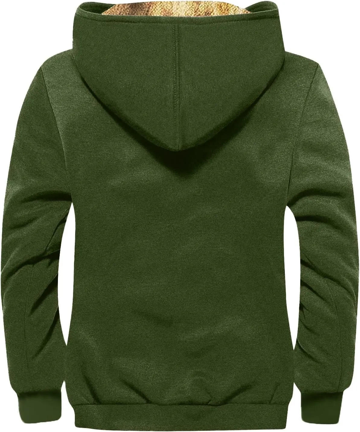 Mens Fuzzy Sherpa Jacket Long Sleeve Fleece Zip Up Coat Faux Fur Over Outerwear Windproof Casual Hoodies Plus Size