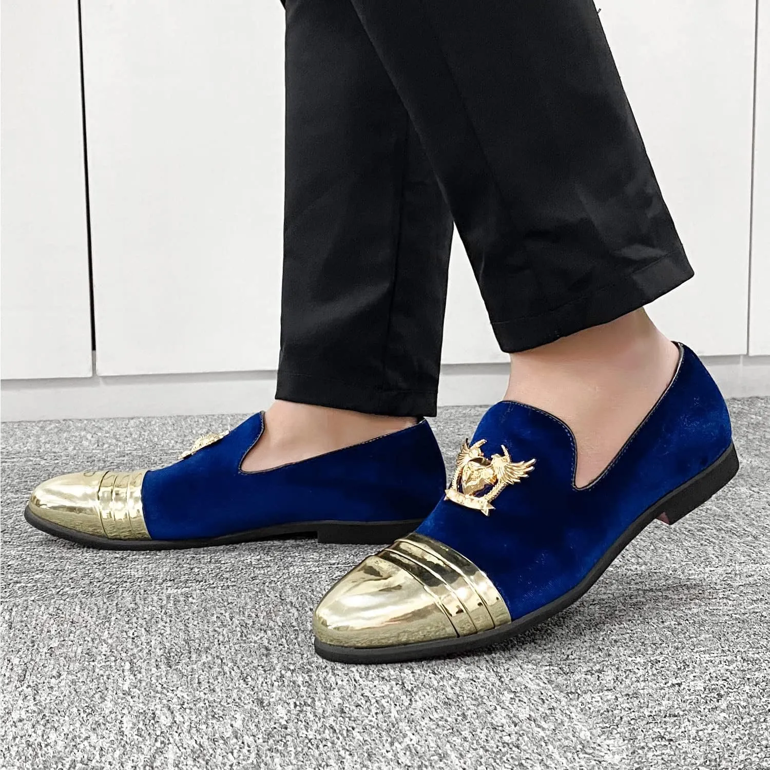 Men's Loafers Vintage Slip on Suede Dress Shoes Velvet Dress Loafers Size 7-13
