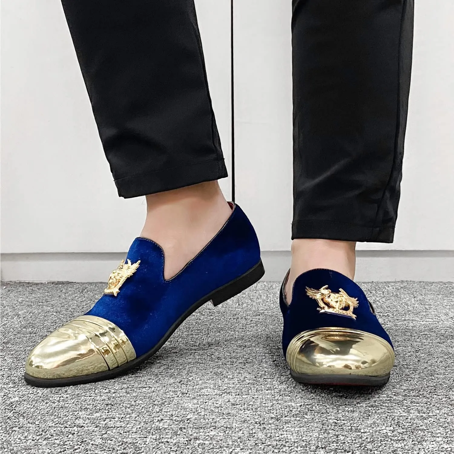 Men's Loafers Vintage Slip on Suede Dress Shoes Velvet Dress Loafers Size 7-13