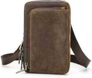 Men's Shoulder Bags Men Shoulder Bags Leather Crossbody Bag Casual Waist Pack Fanny Belt Bag for Male Small Phone Pocket