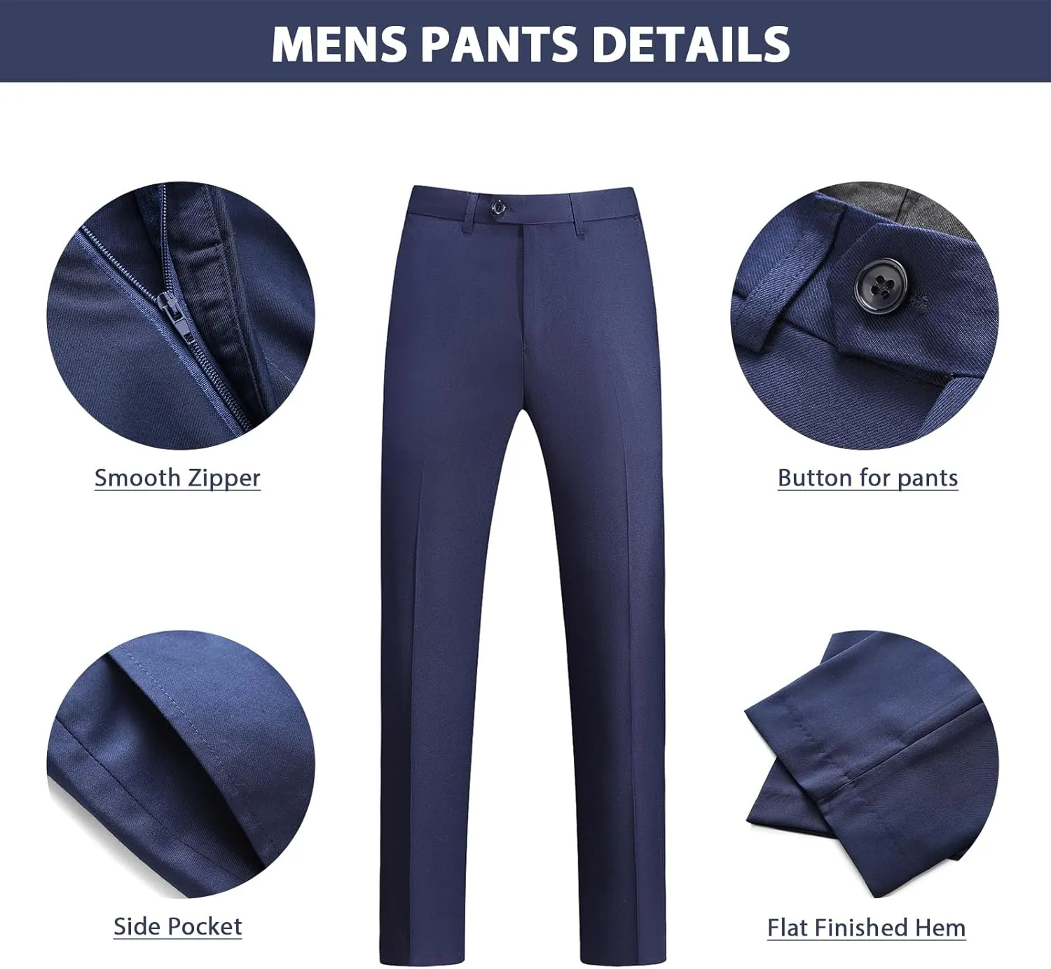 Mens Suits 2 Piece Slim Fit Casual One Button Solid Suits for Mens Business Wedding Party Jacket Blazer & Pants Set
