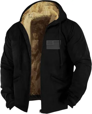 Men's Western Vintage Print Sherpa Fleece Lined Jackets Faux Fur Puffer Jacket Quilted Down Varsity Coat Plus Size