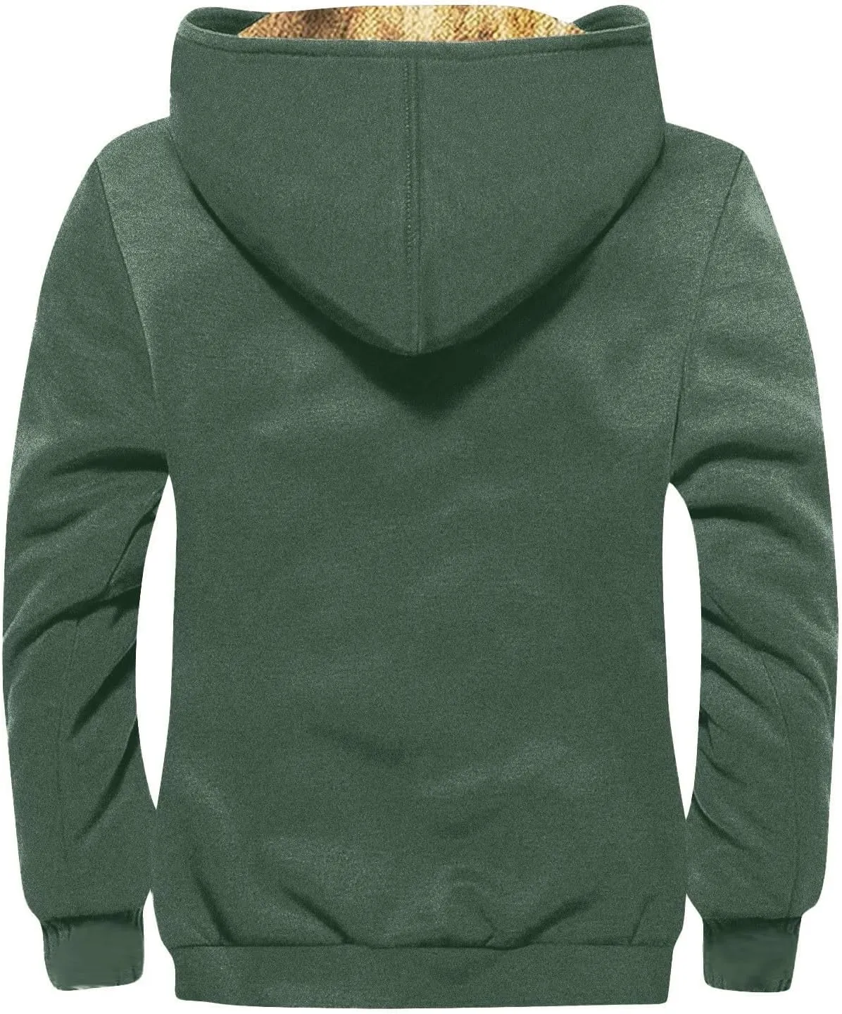 Men's Winter Jacket Zipper Work Cargo Coats Printed Outerwear Hooded Sweatshirt Tops Fleece Sherpa Lined Hoodies