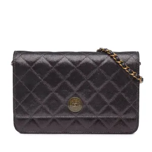 Metiers d’Art Quilted Iridescent Lambskin Tartan Button Wallet On Chain
