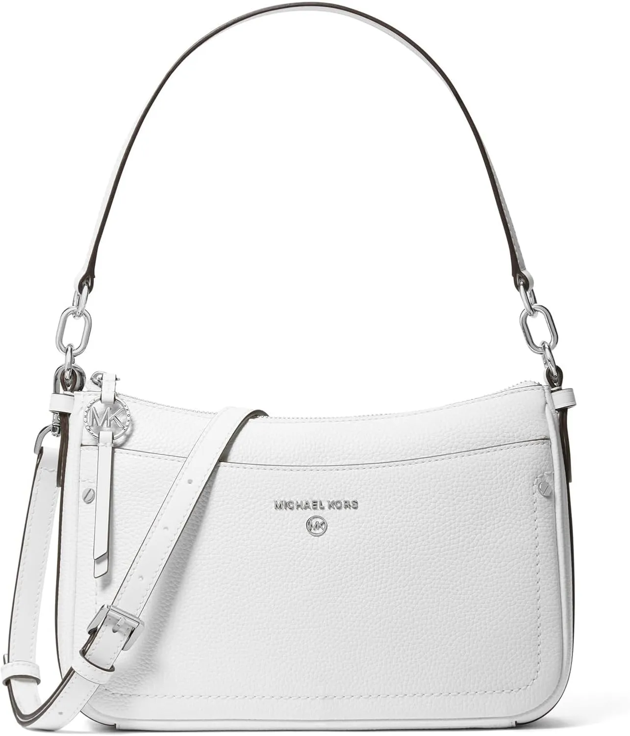 Michael Kors Jet Set Charm Medium Top Zip Pochette Crossbody, Optic White