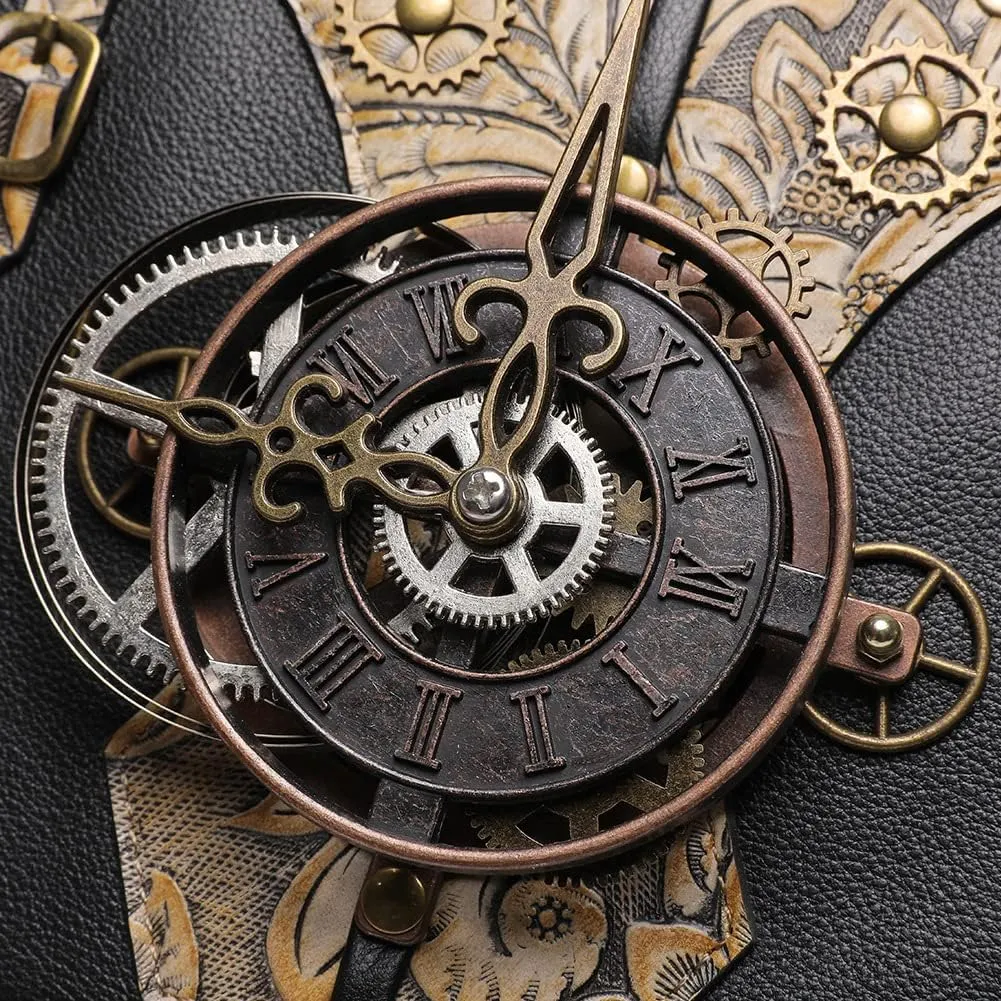 Micoklinlin Crossbody Bags for Women Genuine Leather Novelty Trendy Steampunk Phone Shoulder Bag Mens Handbag for Travel