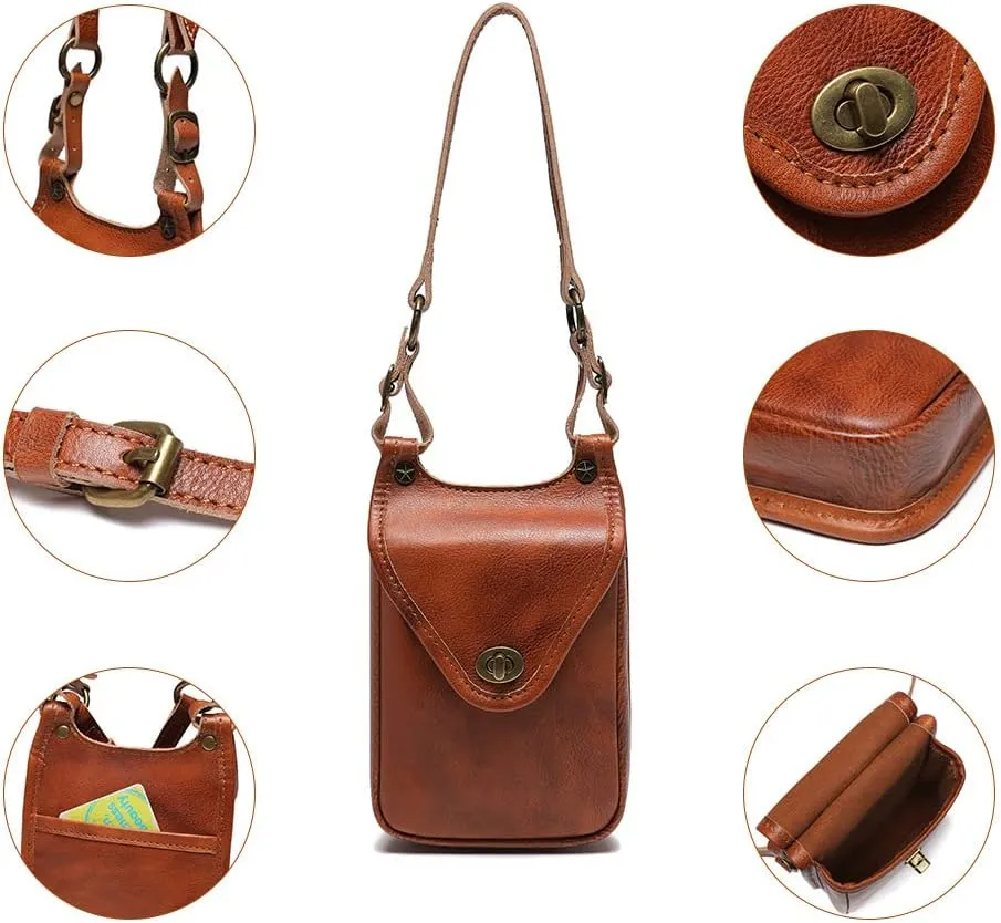 Micoklinlin Crossbody Bags for Women Genuine Leather Novelty Trendy Steampunk Phone Shoulder Bag Mens Handbag for Travel