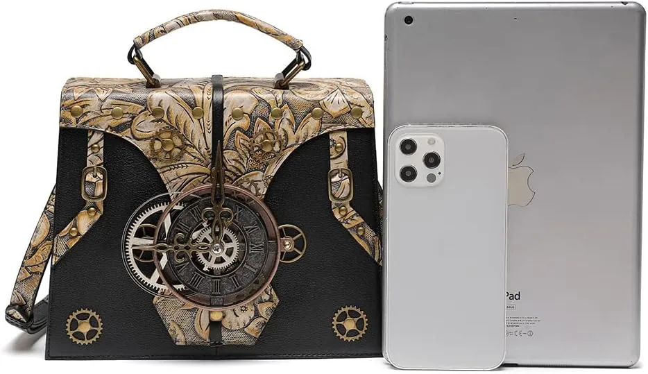Micoklinlin Crossbody Bags for Women Genuine Leather Novelty Trendy Steampunk Phone Shoulder Bag Mens Handbag for Travel