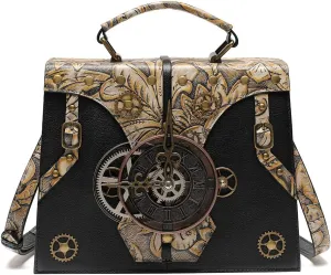 Micoklinlin Crossbody Bags for Women Genuine Leather Novelty Trendy Steampunk Phone Shoulder Bag Mens Handbag for Travel