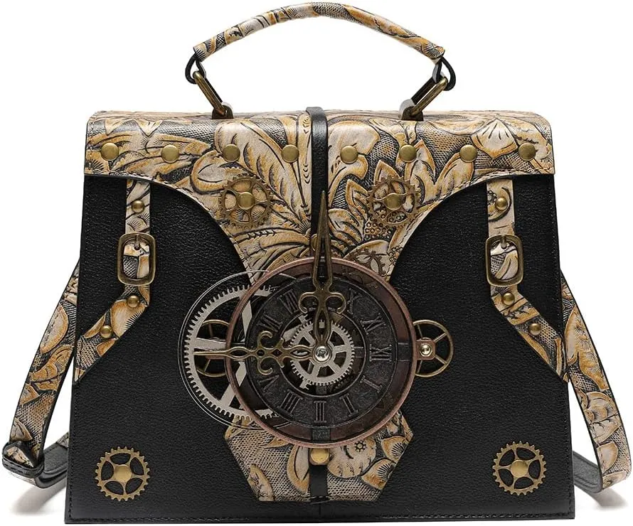 Micoklinlin Crossbody Bags for Women Genuine Leather Novelty Trendy Steampunk Phone Shoulder Bag Mens Handbag for Travel