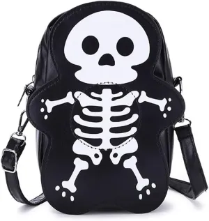 Mini Crossbody Bag Cute Gothic Skeleton Purse Cellphone Pouch for Women