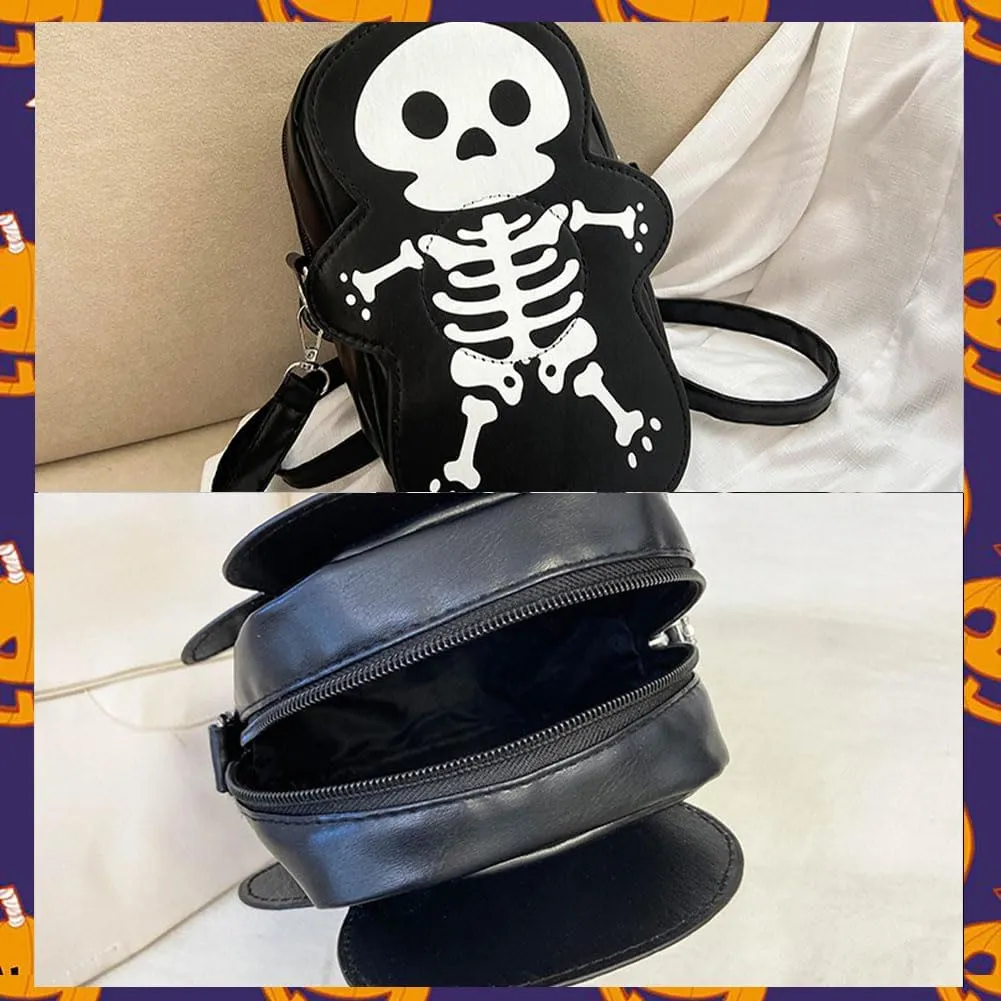 Mini Crossbody Bag Cute Gothic Skeleton Purse Cellphone Pouch for Women