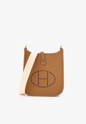 Mini Evelyne 16 Amazone in Biscuit Taurillon Clemence with Gold Hardware