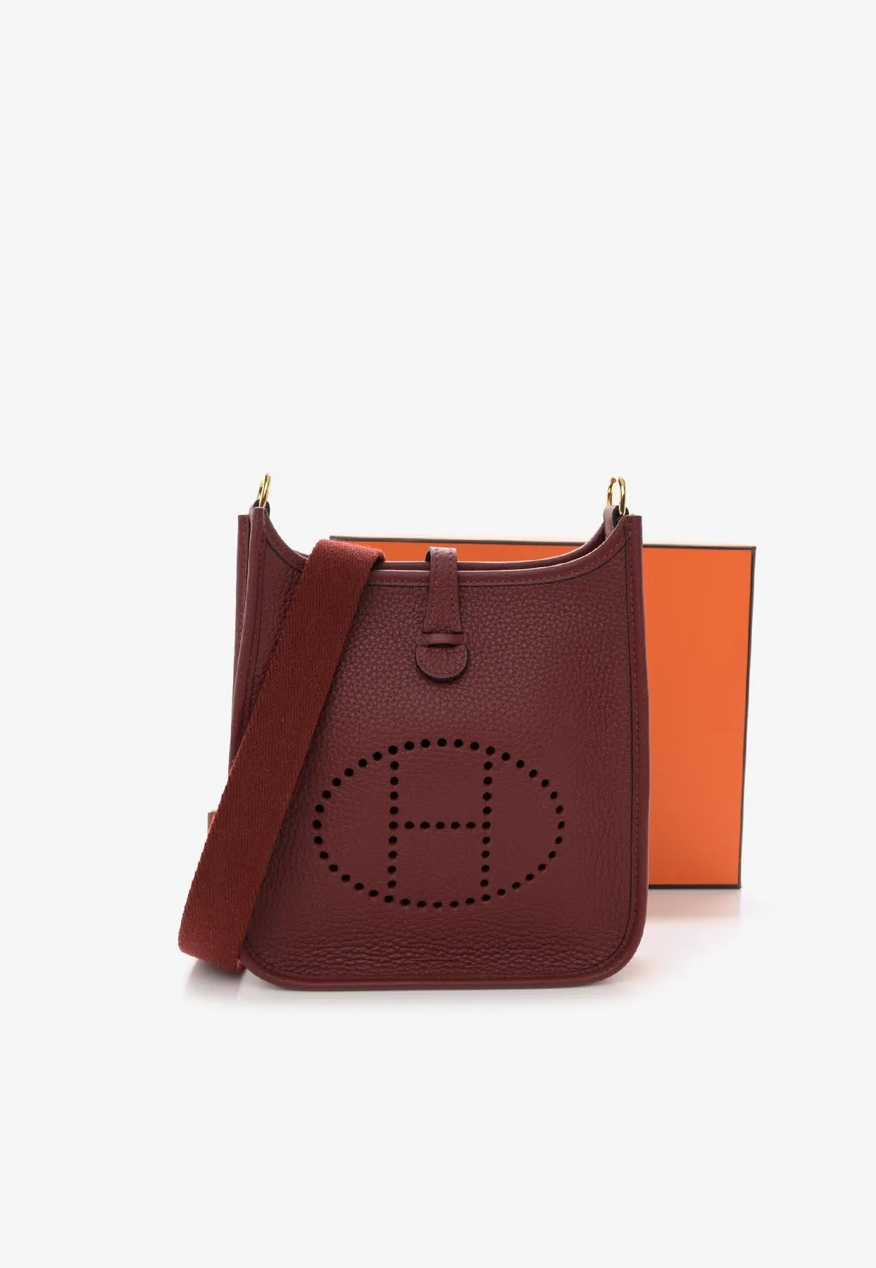 Mini Evelyne 16 Amazone in Rouge H Clemence Leather with Gold Hardware
