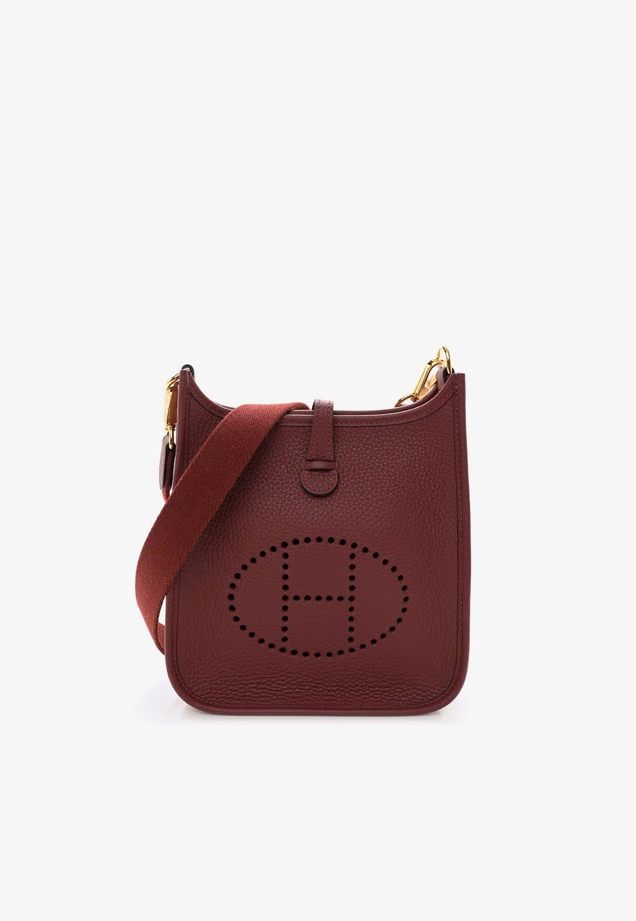 Mini Evelyne 16 Amazone in Rouge H Clemence Leather with Gold Hardware