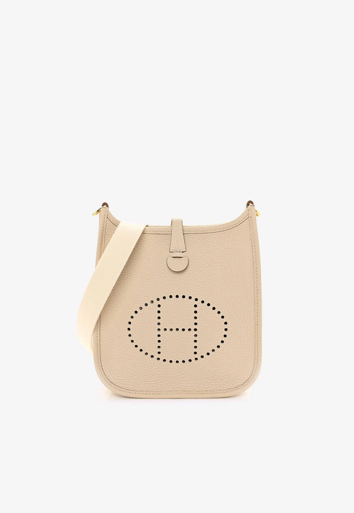 Mini Evelyne 16 in Craie Taurillon Clemence with Gold Hardware