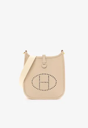 Mini Evelyne 16 in Craie Taurillon Clemence with Gold Hardware