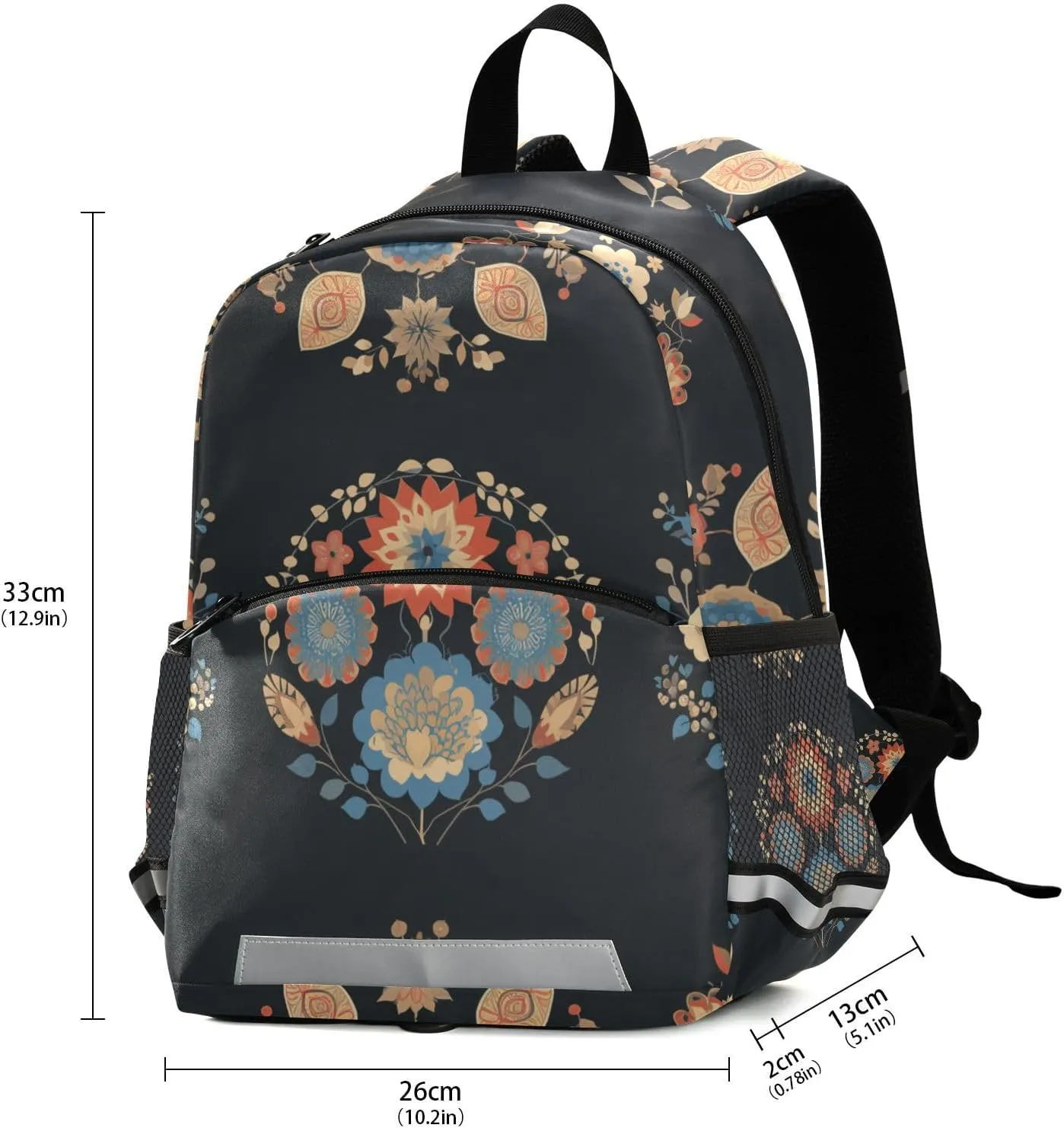 Mini Kindergarten Elementary Kids Backpack Colorful Mandala Flowers Mini Travel Daypack Schoolbag with Reflective Strips