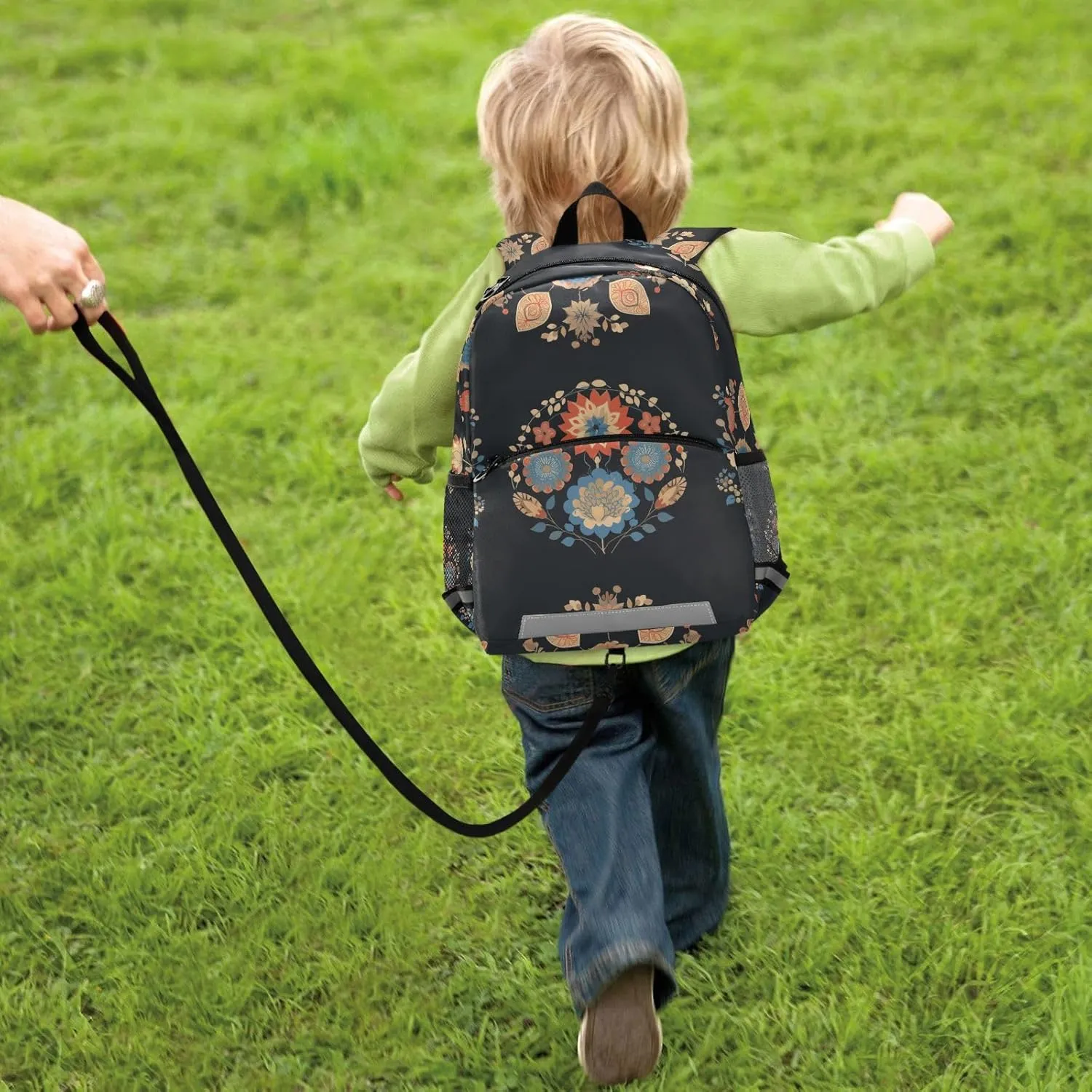 Mini Kindergarten Elementary Kids Backpack Colorful Mandala Flowers Mini Travel Daypack Schoolbag with Reflective Strips