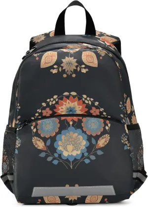 Mini Kindergarten Elementary Kids Backpack Colorful Mandala Flowers Mini Travel Daypack Schoolbag with Reflective Strips