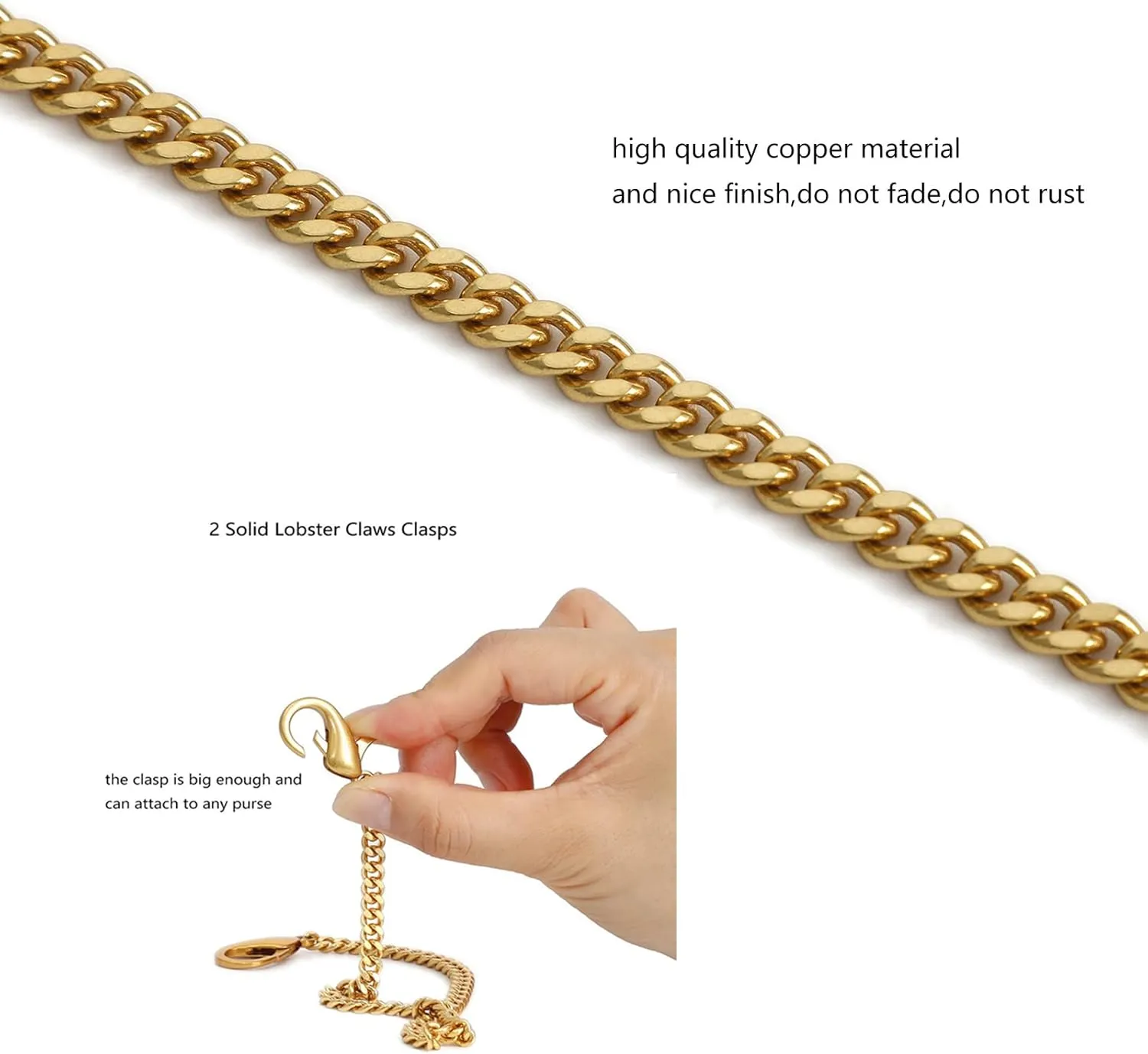 Mini Nice Purse Chain Strap Replacement Handbag Crossbody Shoulder Purse Strap Accessories Charms (Antique Gold,48 Inch)