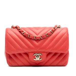 Mini Rectangular Classic Chevron Lambskin Single Flap