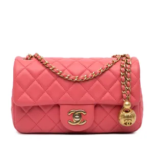 Mini Rectangular Lambskin Pearl Crush Flap