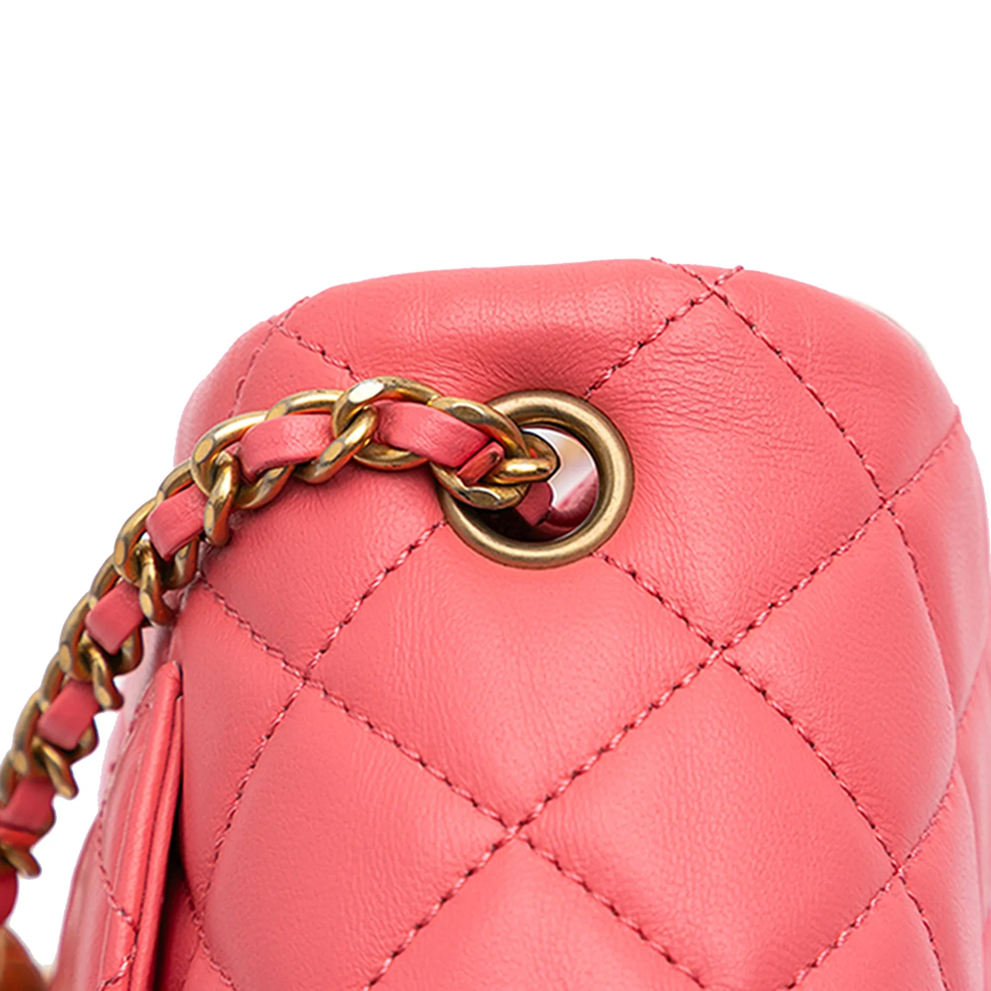 Mini Rectangular Lambskin Pearl Crush Flap