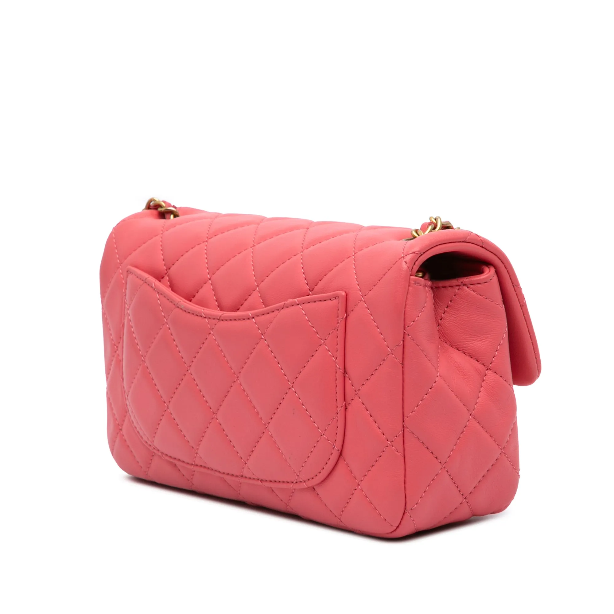 Mini Rectangular Lambskin Pearl Crush Flap