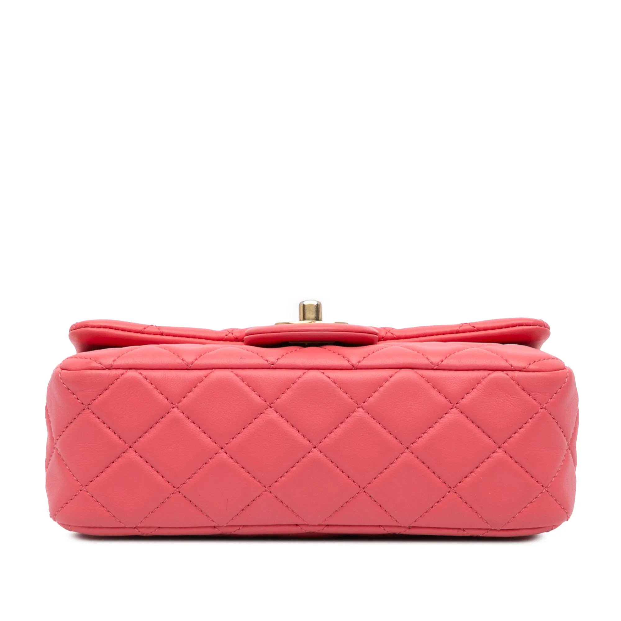 Mini Rectangular Lambskin Pearl Crush Flap
