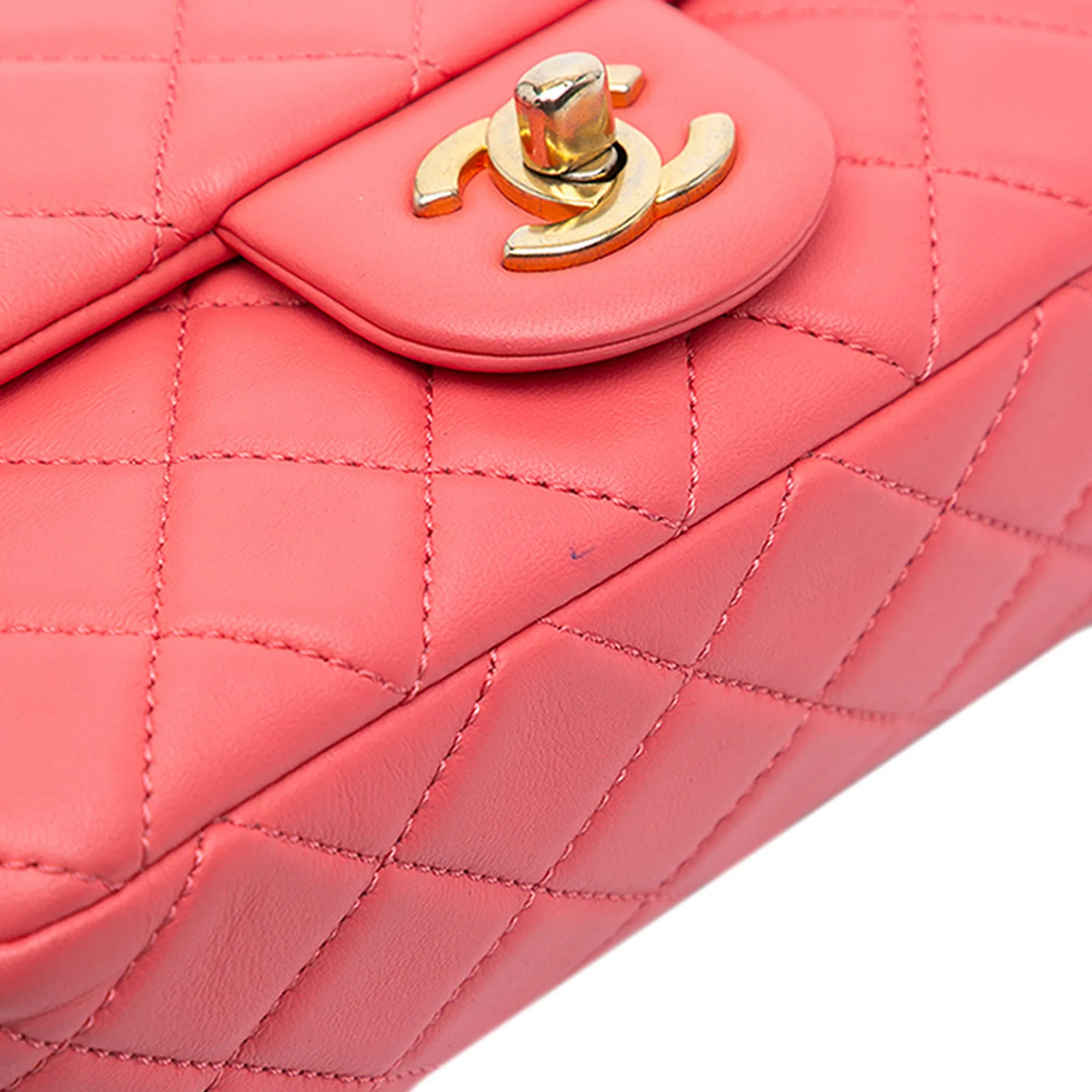 Mini Rectangular Lambskin Pearl Crush Flap