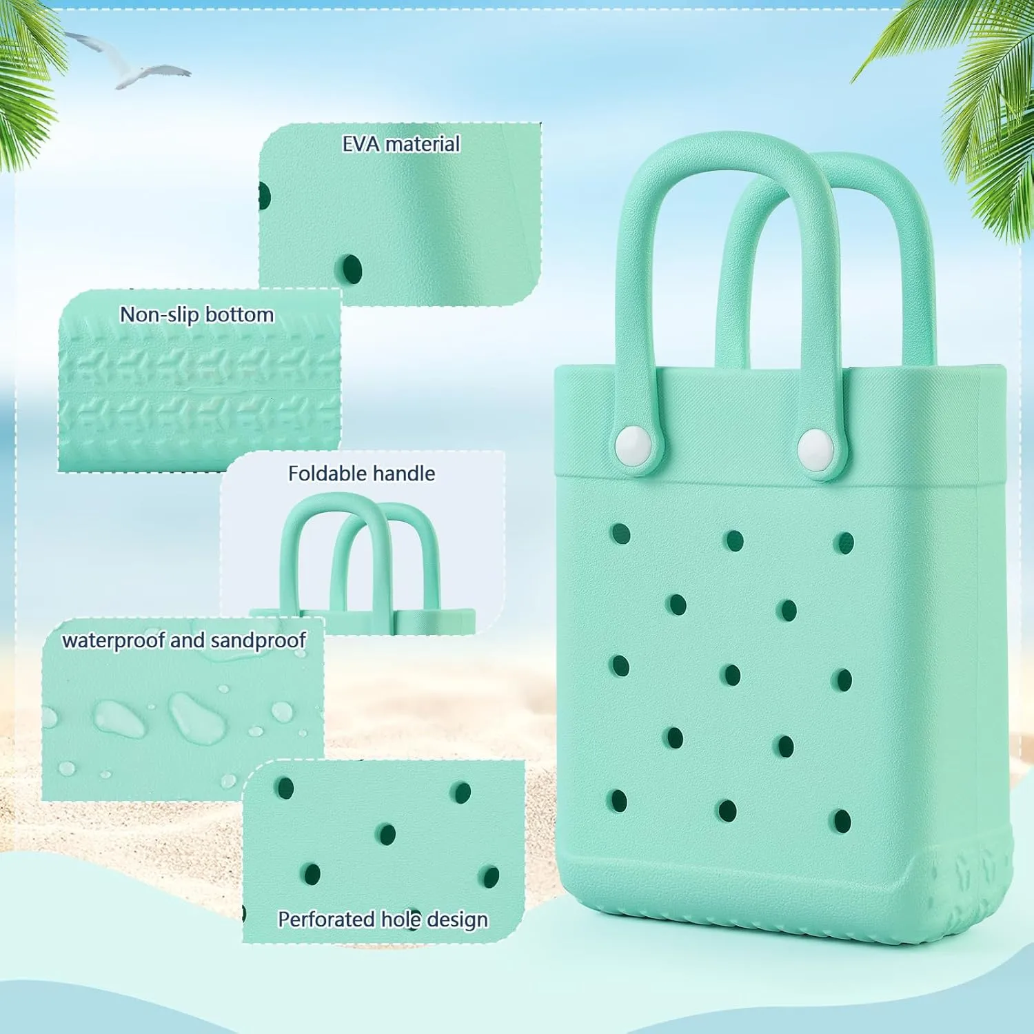 Mini Rubber Tote Bag With 7 Charms X-Small Rubber Beach Bag For Little Girls And Woman