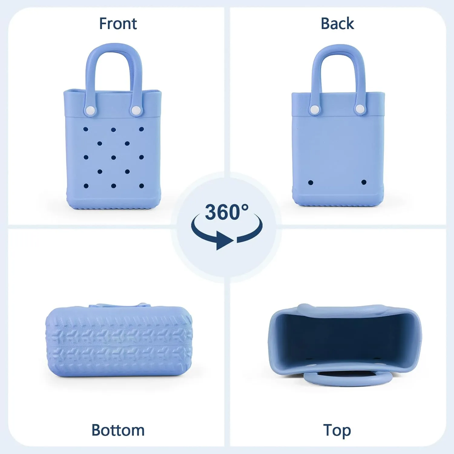 Mini Rubber Tote Bag With 7 Charms X-Small Rubber Beach Bag For Little Girls And Woman