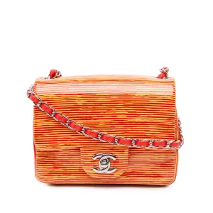 Mini Square Classic Patent Striped Single Flap