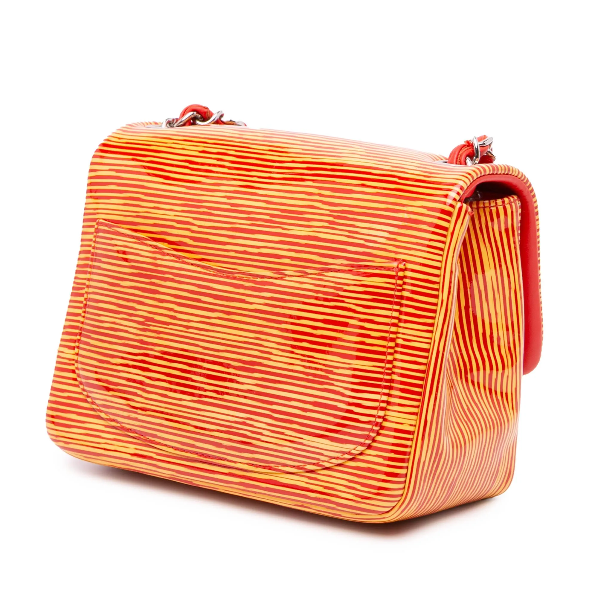 Mini Square Classic Patent Striped Single Flap