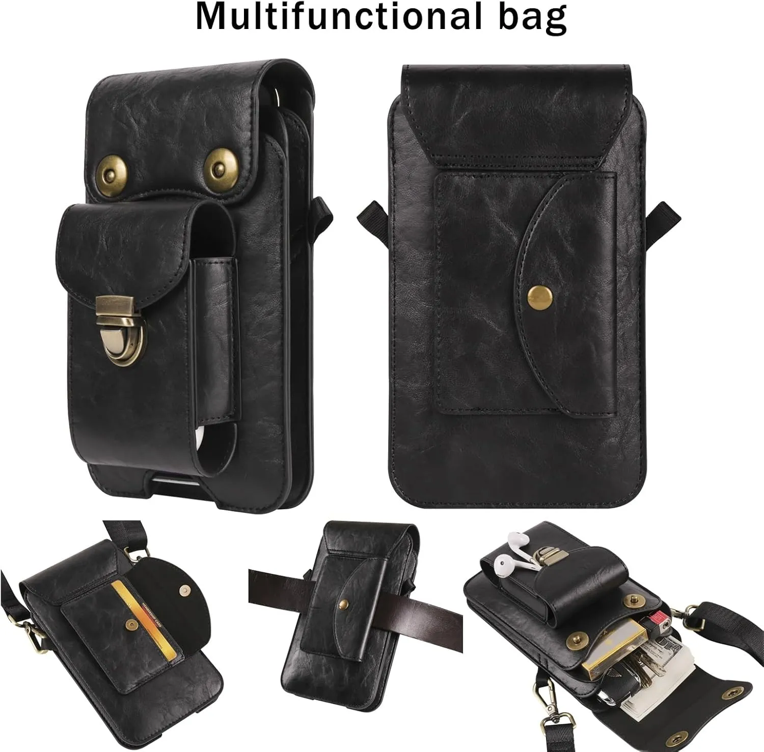 Minimalist card holder case 6.7 inch Mens Purse Cell Phone Holster w Shoulder Strap Compatible with iPhone 15 14 13 12 Pro Max,15 14 Plus,Crossbody Backpack Sling Bag, Small Waist Bag Fanny Pack Cross